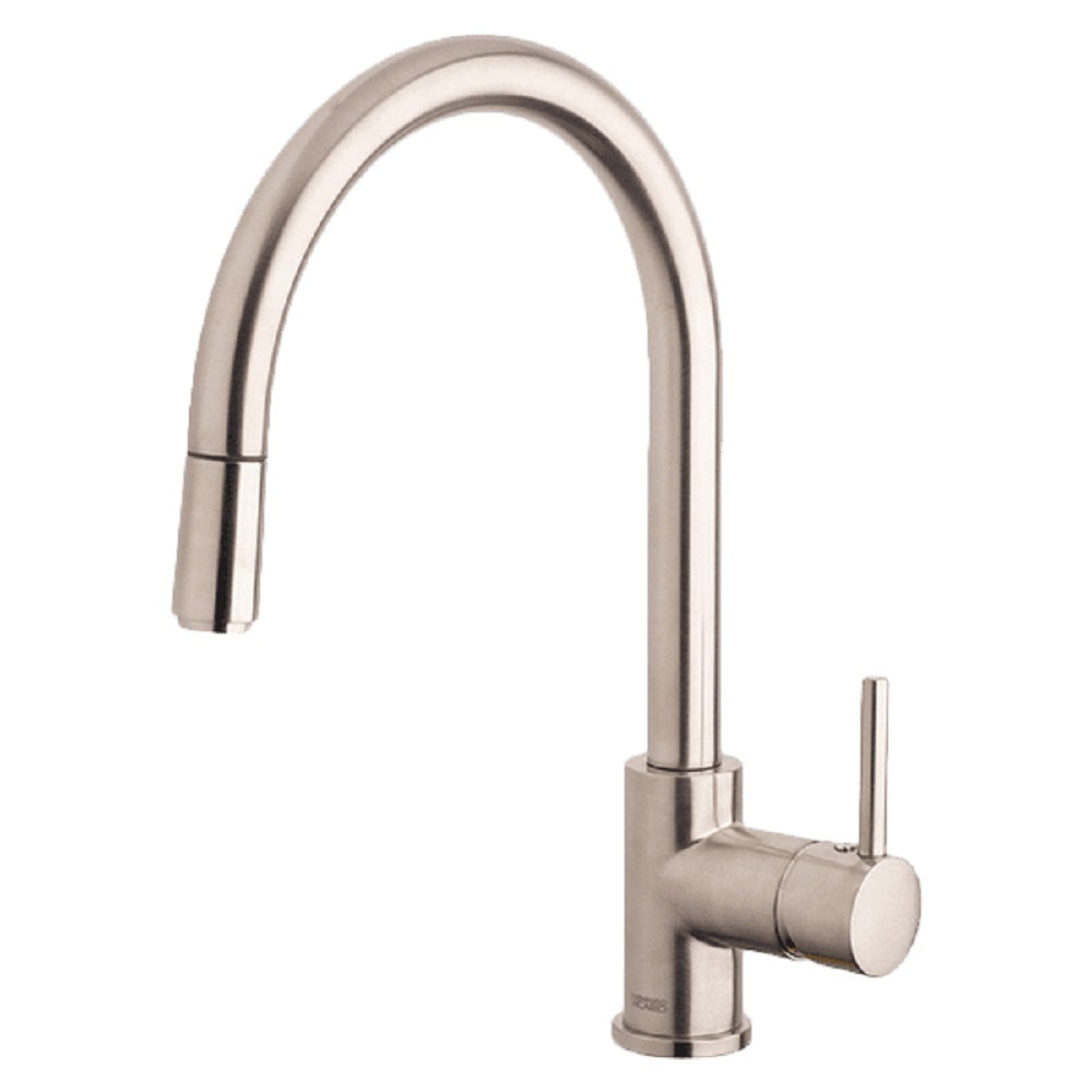 Abey Lucia Gooseneck Mixer, Pullout, Side Lever, Brushed Nickel, SK5-AV-BN