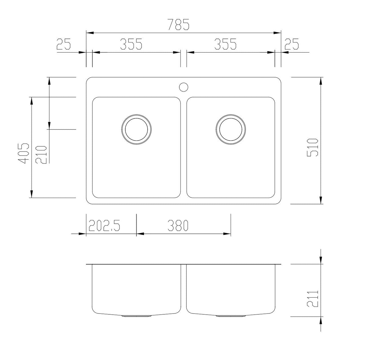Oliveri Sn1064 Sonetto Double Bowl Topmount Sink Top Mounted Kitchen Sinks
