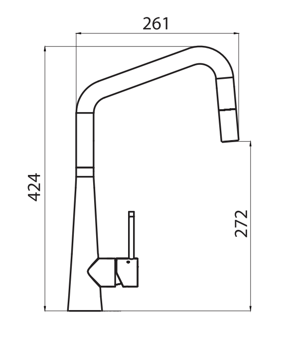Oliveri Ss2575 Essente Square Goose Neck Pull Out Mixer Tap Kitchen Taps