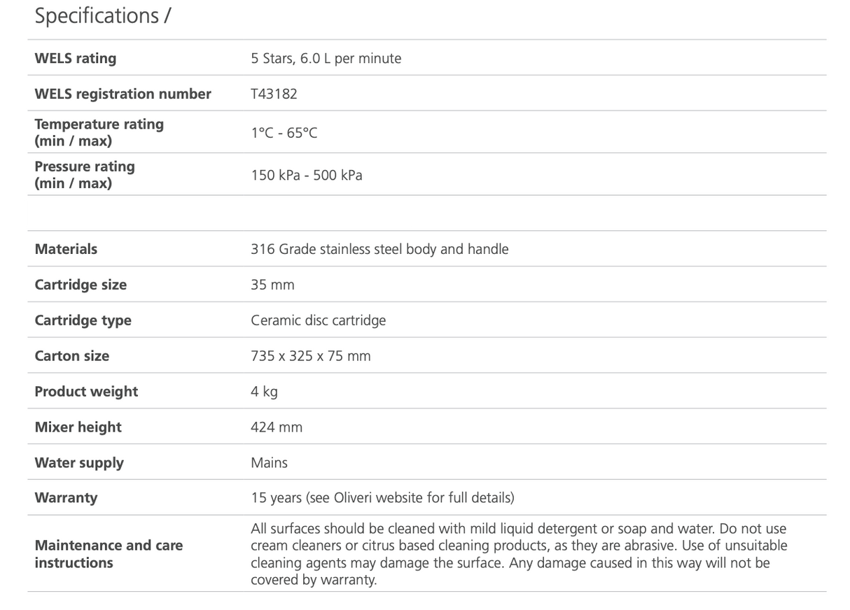 Oliveri SS31675-BL Essente 316 Stainless Steel Square Goose Neck Pull Out Mixer
