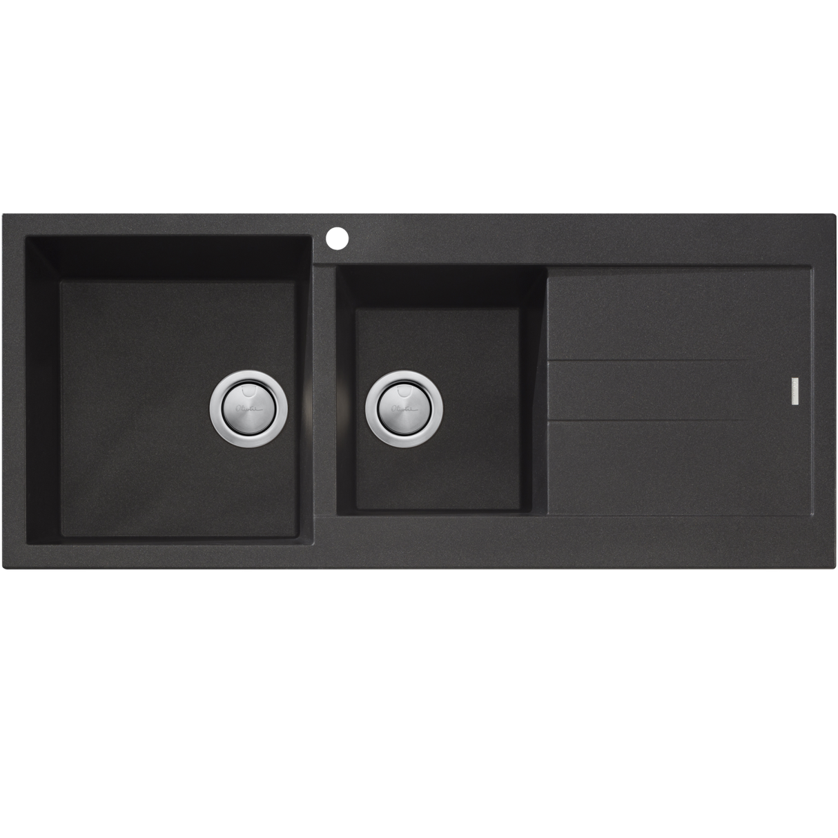 Oliveri Santorini ST-BL1511 OF LHB Black Granite Top Mount 1 & 3/4 Sink