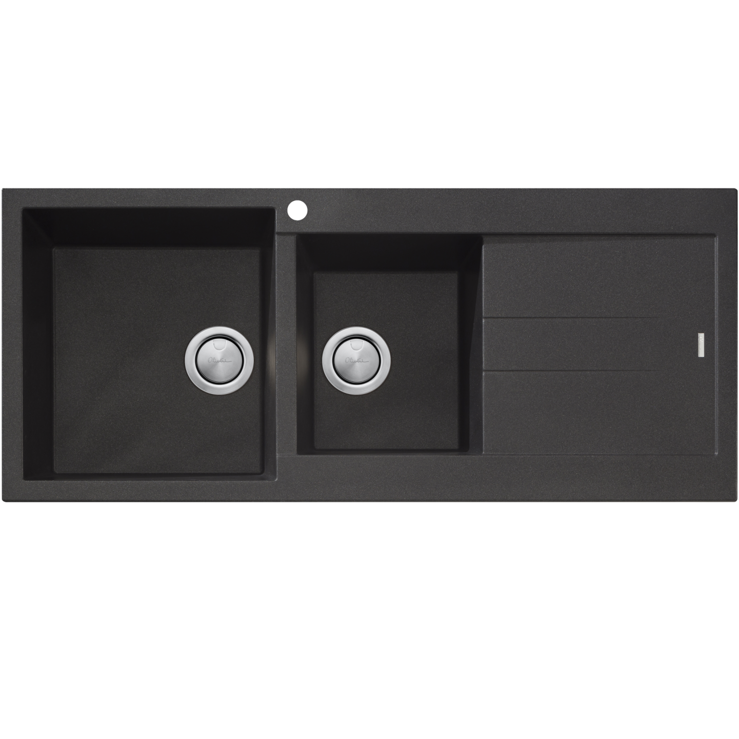 Oliveri Santorini ST-BL1511 OF LHB Black Granite Top Mount 1 & 3/4 Sink