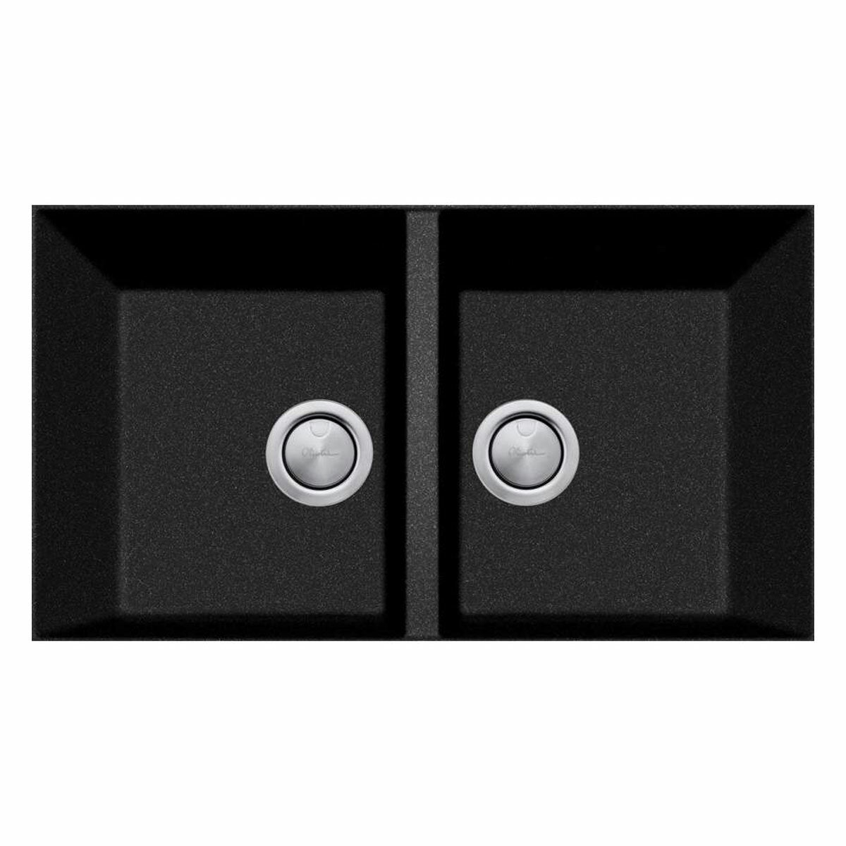 Oliveri Santorini St-Bl1573U Double Bowl Black Granite Undermount Sink Kitchen Sinks