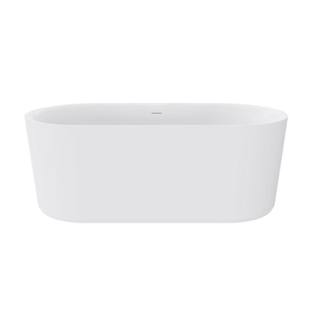 Fienza ST08-150 Empire Slim Solid Surface Acrylic Bath, 1500mm, Matte White Ext, Gloss White Int