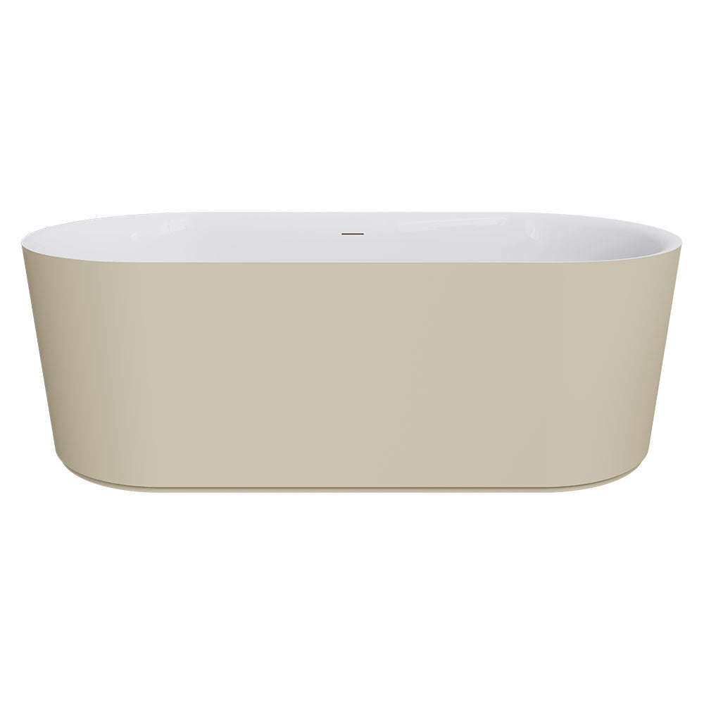 Fienza ST08-170K Empire Slim Solid Surface Acrylic Bath, 1700mm, Matte Khaki Ext, Gloss White Int