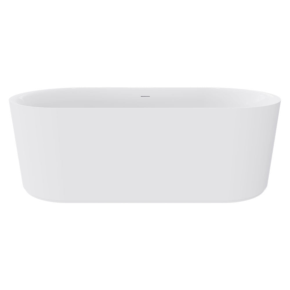 Fienza ST08-170 Empire Slim Solid Surface Acrylic Bath, 1700mm, Matte White Ext, Gloss White Int