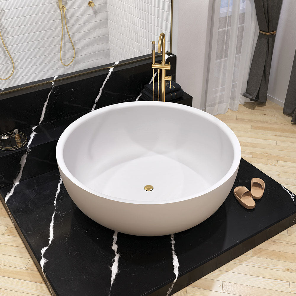 Fienza ST13 Shinto Cast Stone Solid Surface Bath 1350mm, Matte White