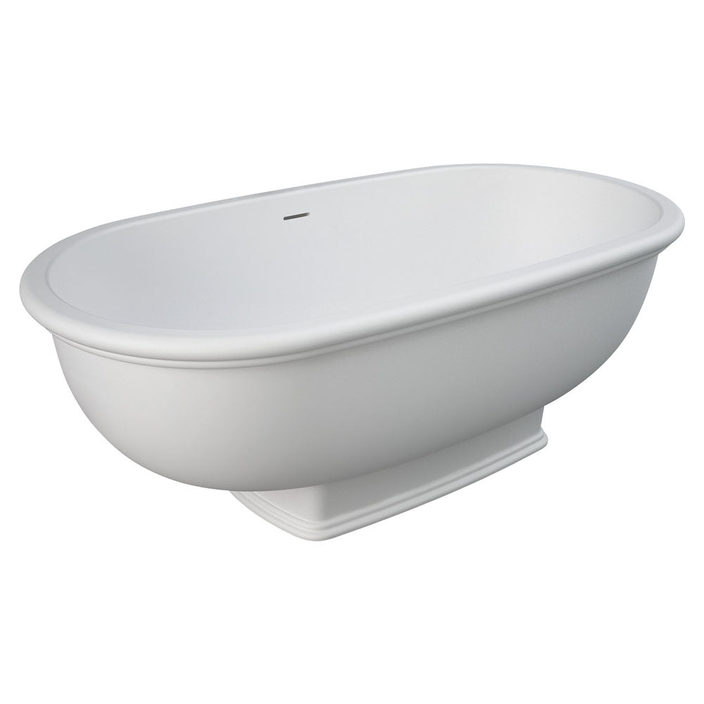 Fienza ST68 RAK Washington 1560mm Cast Stone Freestanding Bath, Matte White