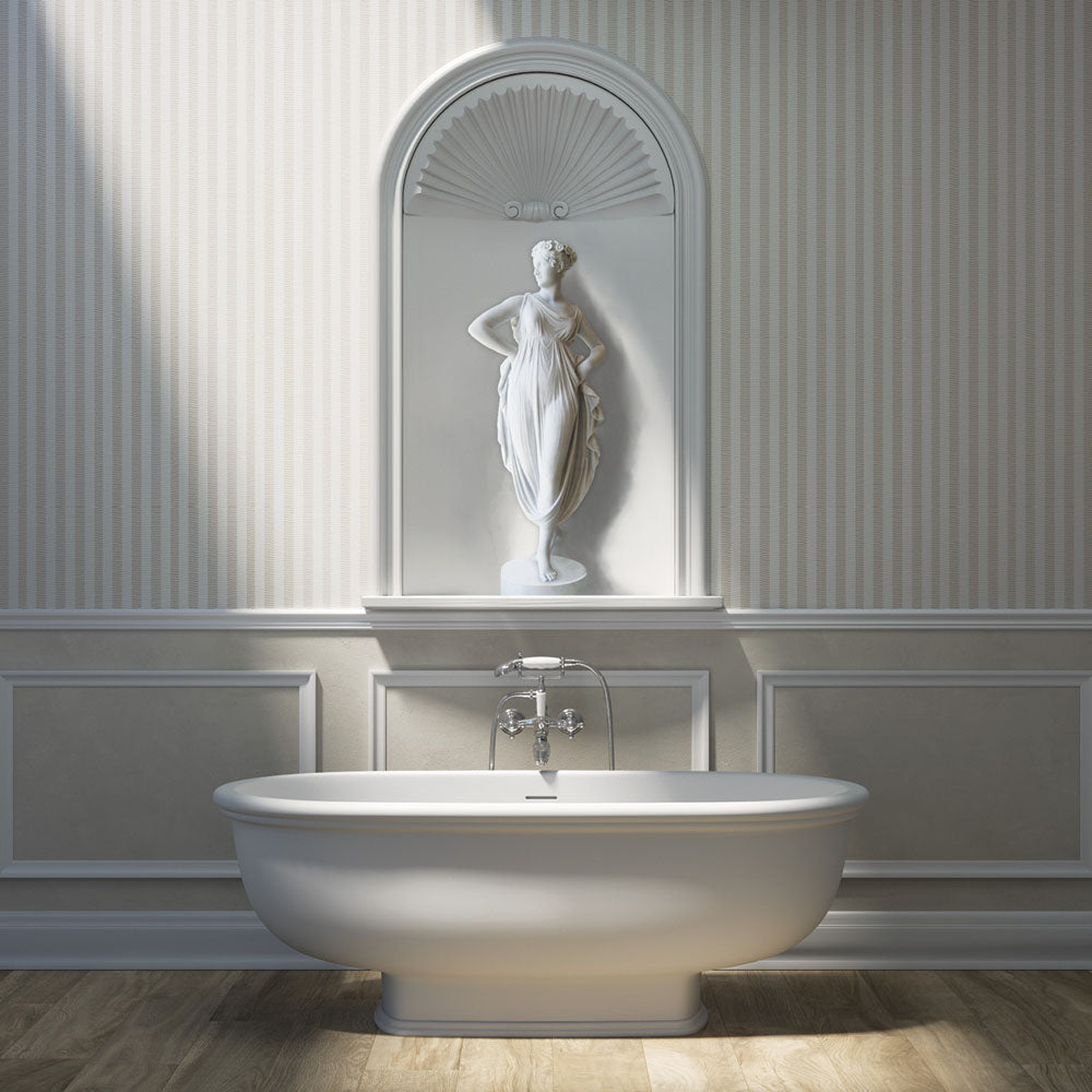 Fienza ST68 RAK Washington 1560mm Cast Stone Freestanding Bath, Matte White