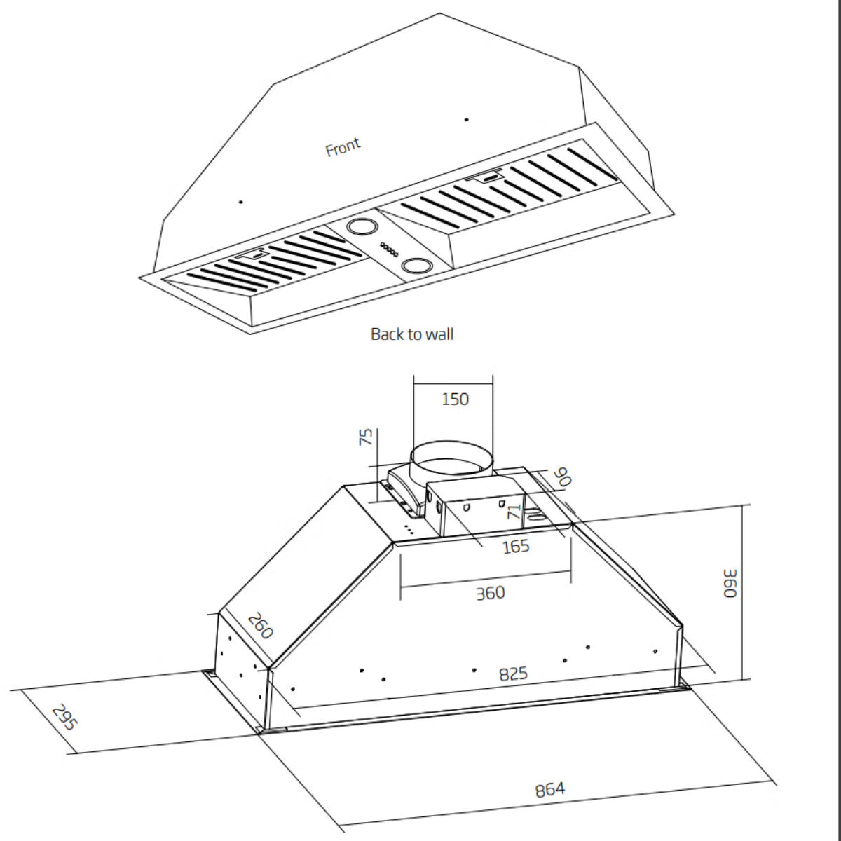 Schweigen SWU-9B 90cm Undermount Rangehood with On-Board Motor, Matte Black