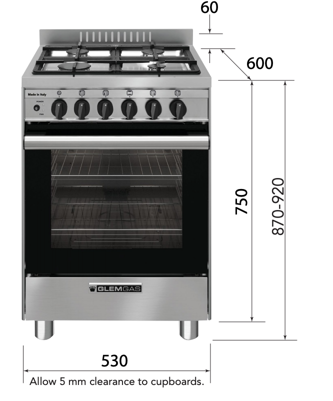 Glem Gb534Ge 53Cm Dual Fuel Stove With Air Fryer - Order In Stoves
