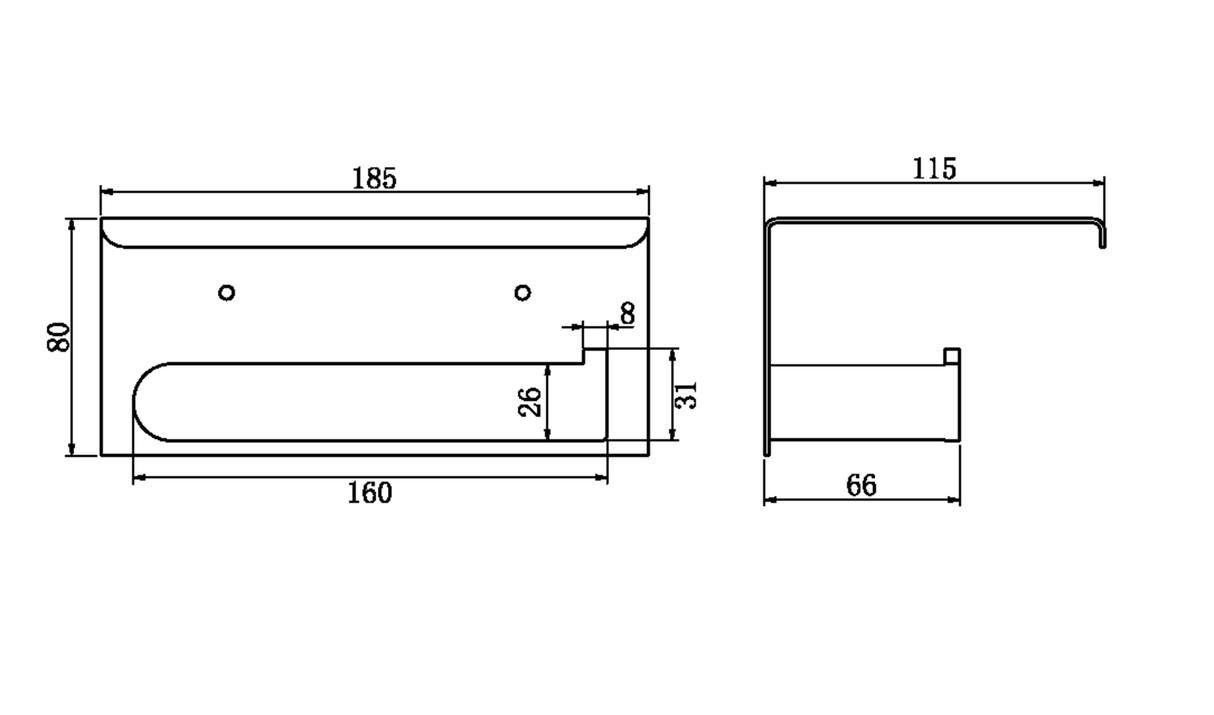 Nero NR9086ABN Bianca Toilet Roll Holder with Shelf - Brushed Nickel