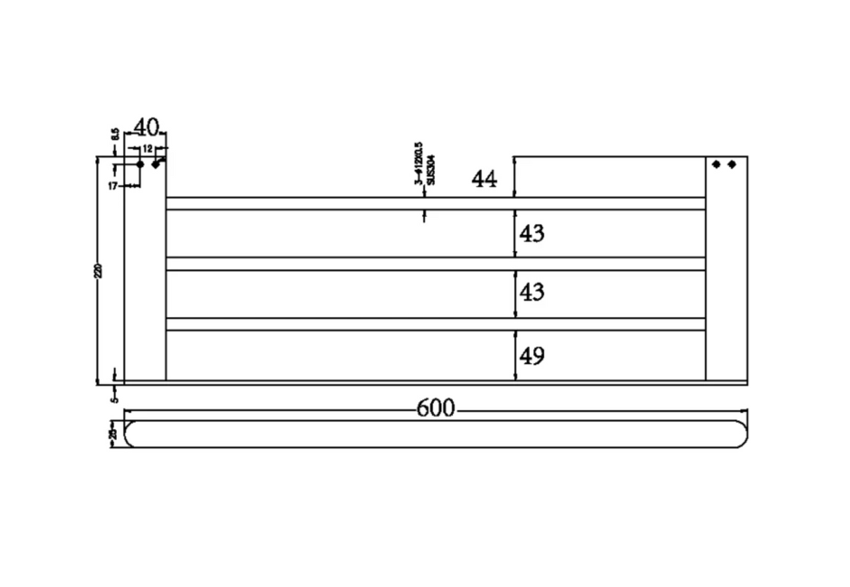 Nero NR9089BG Bianca Towel Rack - Brushed Gold