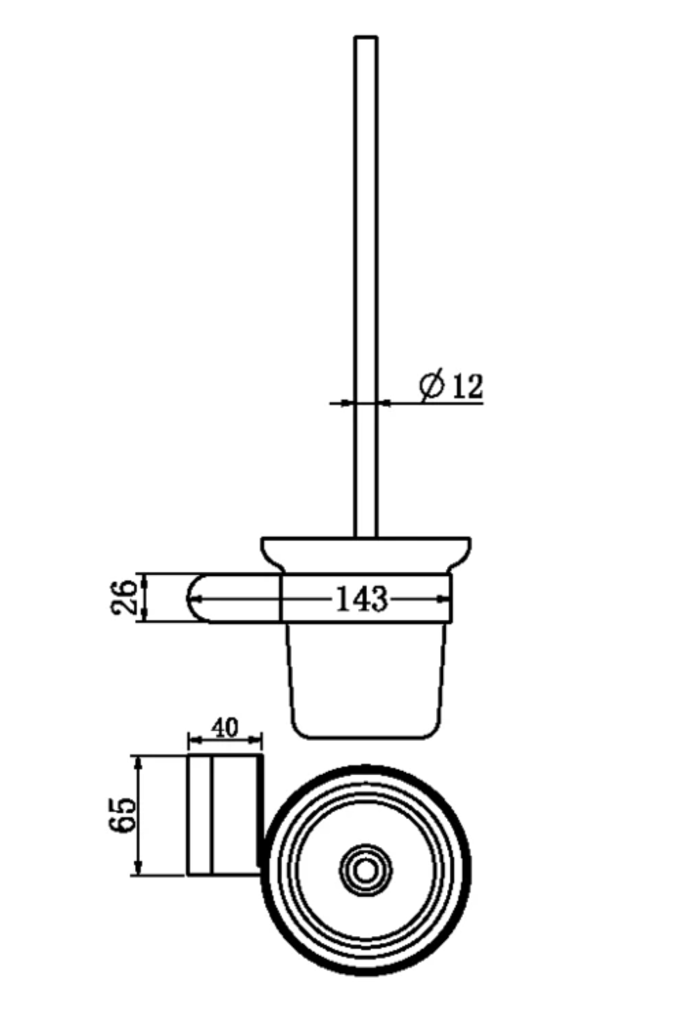 Nero NR9088GM Bianca Toilet Brush Holder - Gunmetal Grey