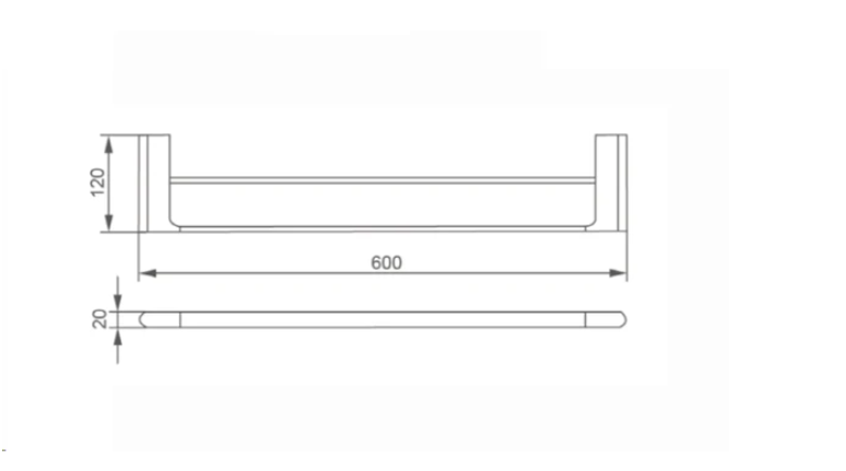 Nero NR7024DCH Ecco Double Towel Rail 600mm - Chrome