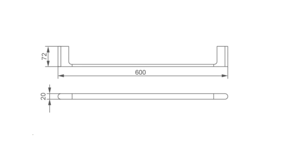Nero NR7024CH Ecco Single Towel Rail 600mm - Chrome