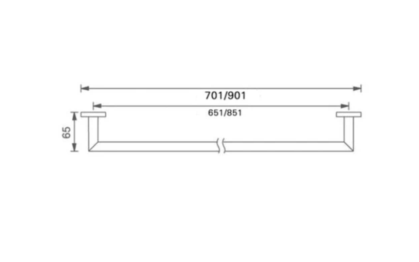 Nero NR3630CH Dolce Single Towel Rail 700mm - Chrome