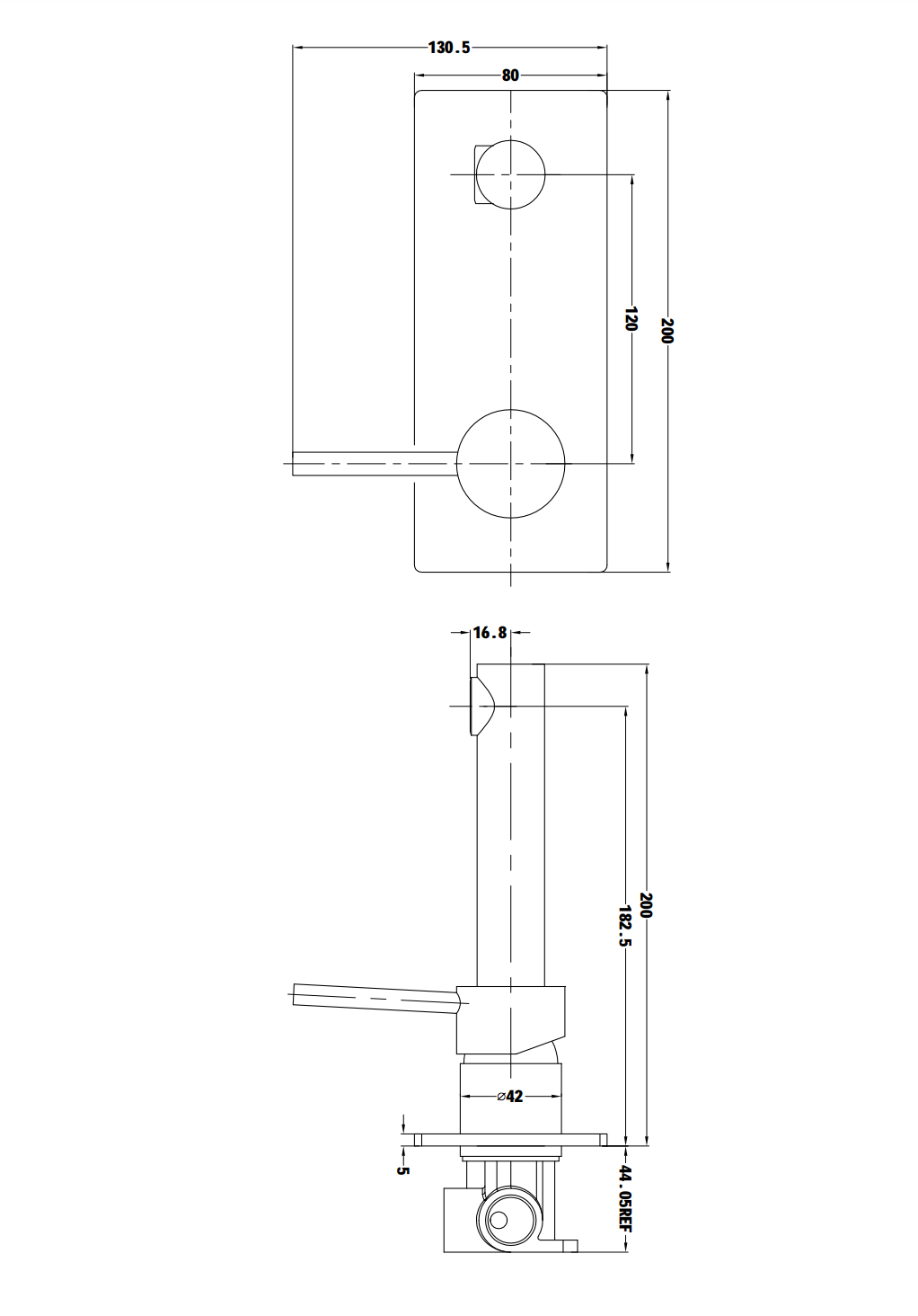 Nero NR250807aCH Dolce Wall Basin/Bath Mixer Straight Spout - Chrome