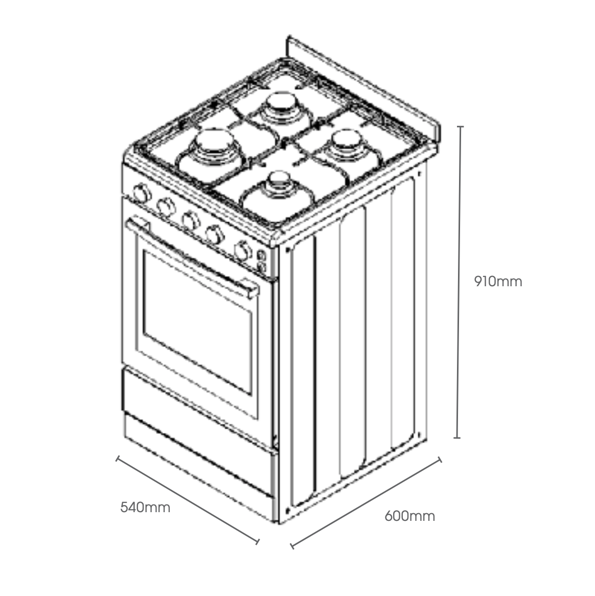 Classic Tfg517Wbng 54Cm Fan Forced Gas Upright Stove