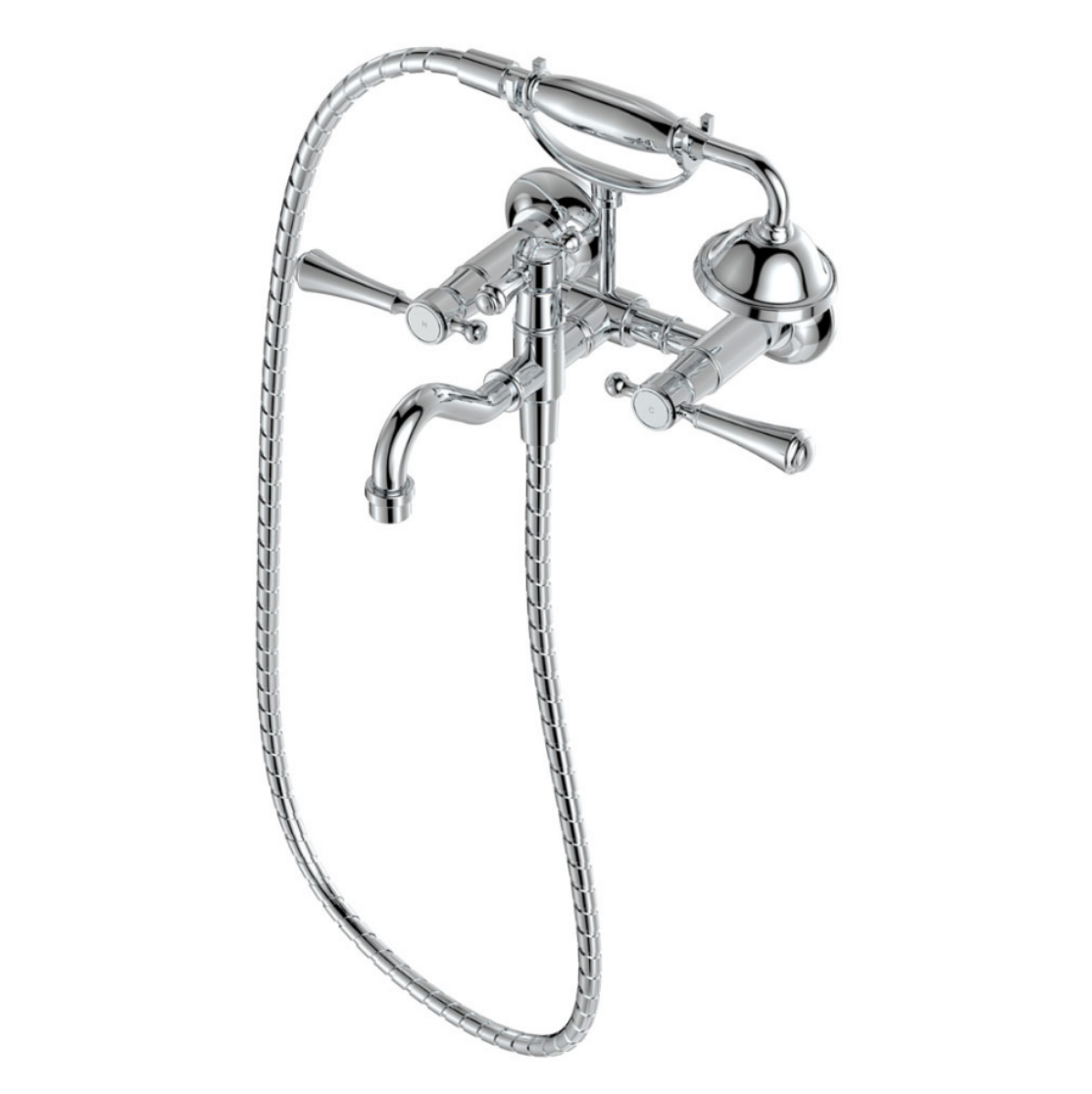 Fienza 339105CC Lillian Lever Exposed Bath Tap Set with Hand Shower, Chrome