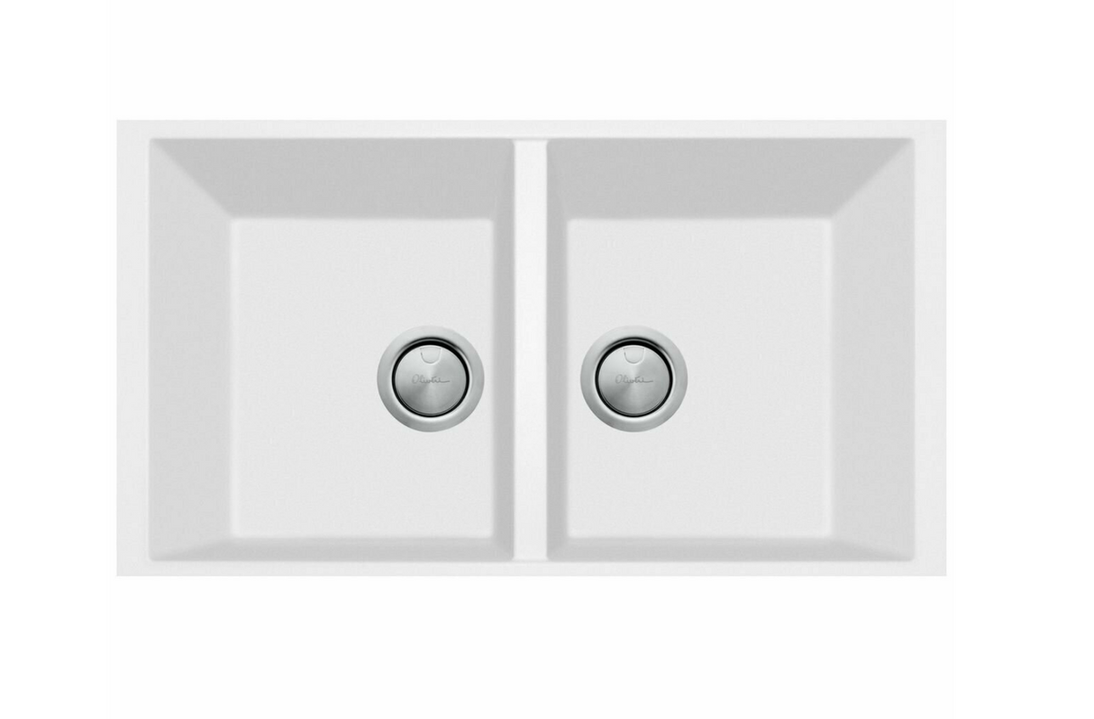 Oliveri Santorini ST-WH1573U Double Bowl Black Granite Undermount Sink