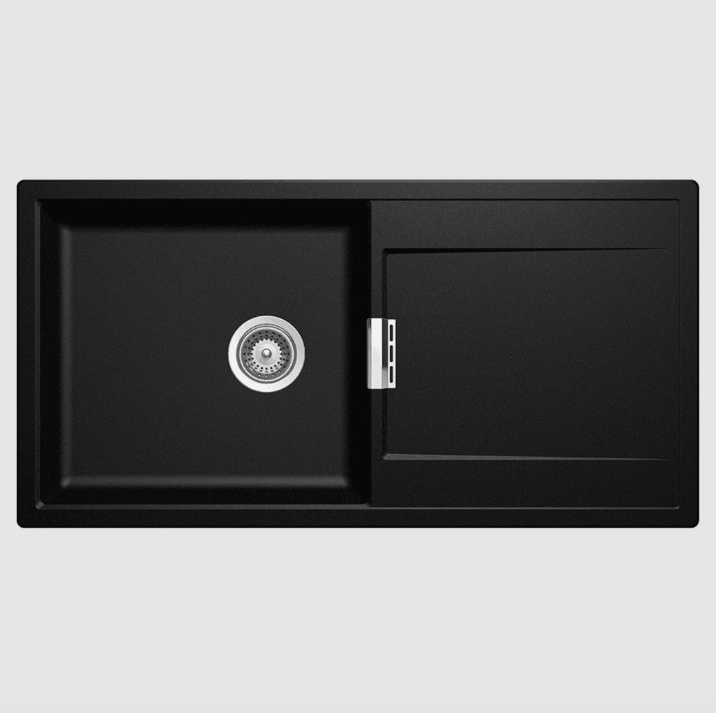 Abey MD100LB Schock Mono Single Bowl With Drainer Onyx Black In St abey-md100lb-schock-mono-single-bowl-with-drainer-onyx-black-in-st