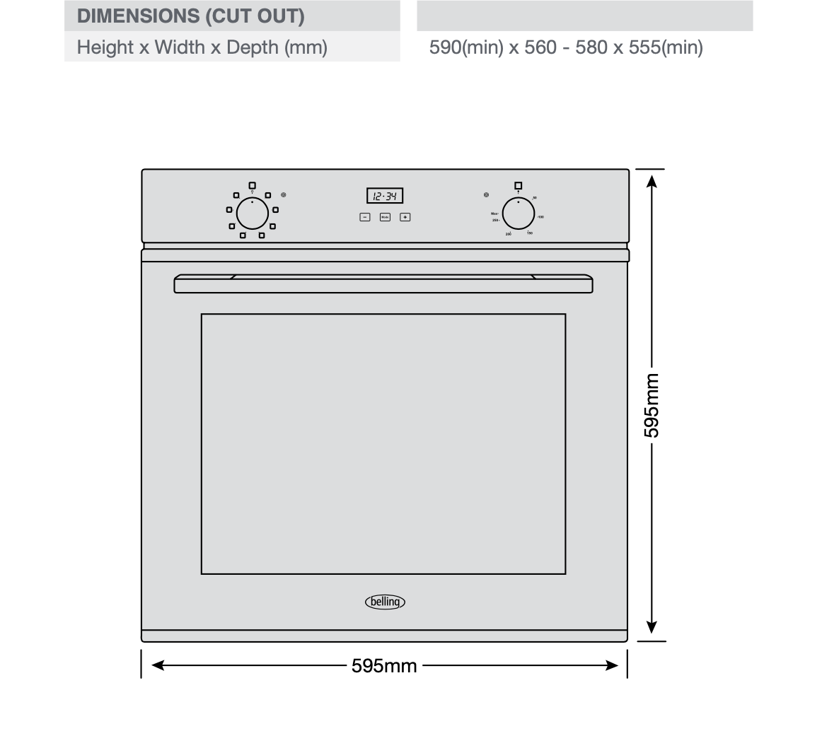Belling IB609FP 60cm Electric Fan Forced Oven - Clearance Discount
