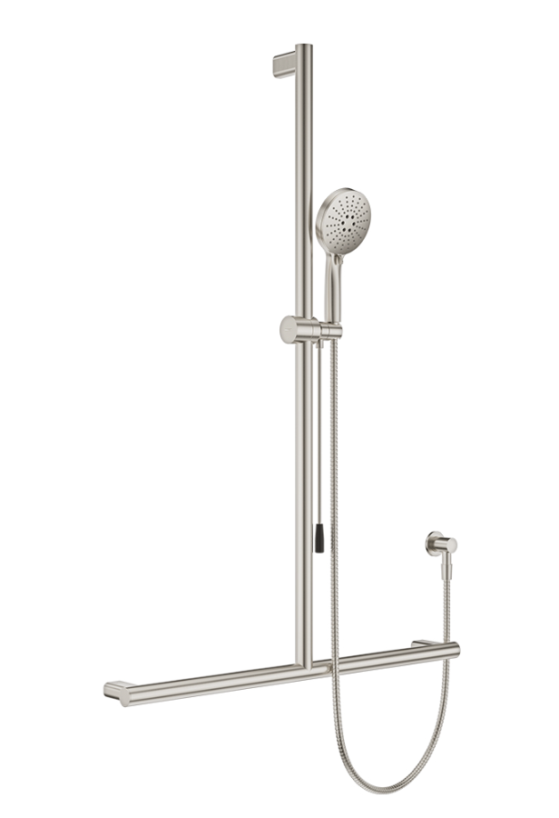 Fienza Care Inverted T Rail Shower with Push/Pull Slider, Brushed Nickel 444117BN-P