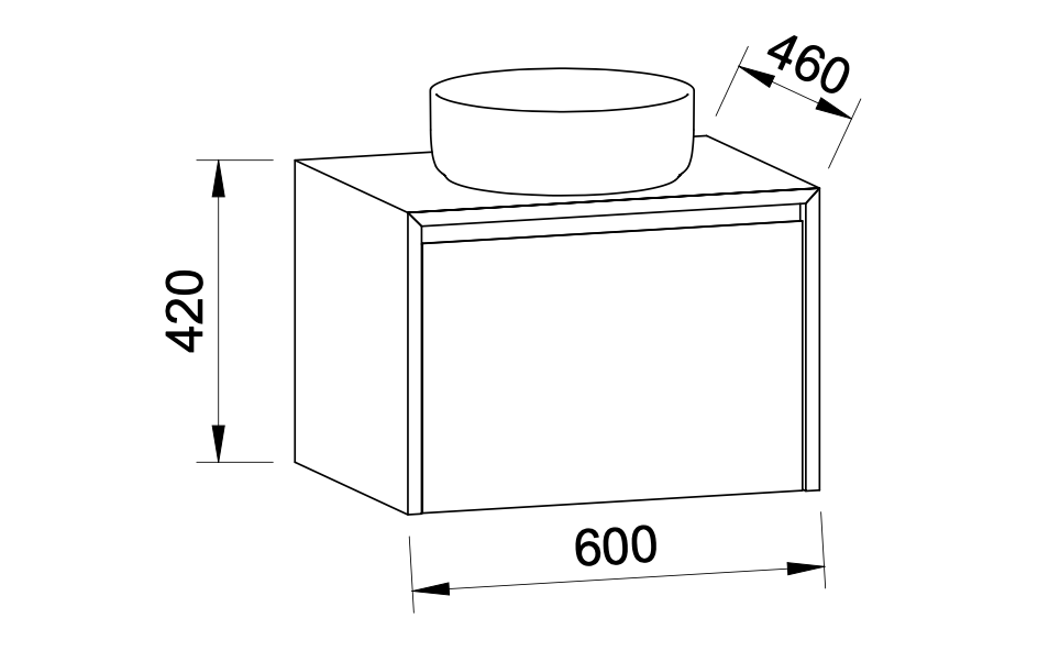 TIMBERLINE AINSWORTH WALL HUNG VANITY 600mm