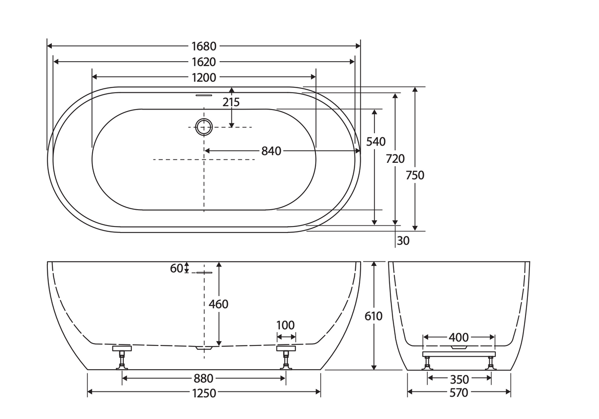 Fienza FR11775GW-OF Freestanding Bath