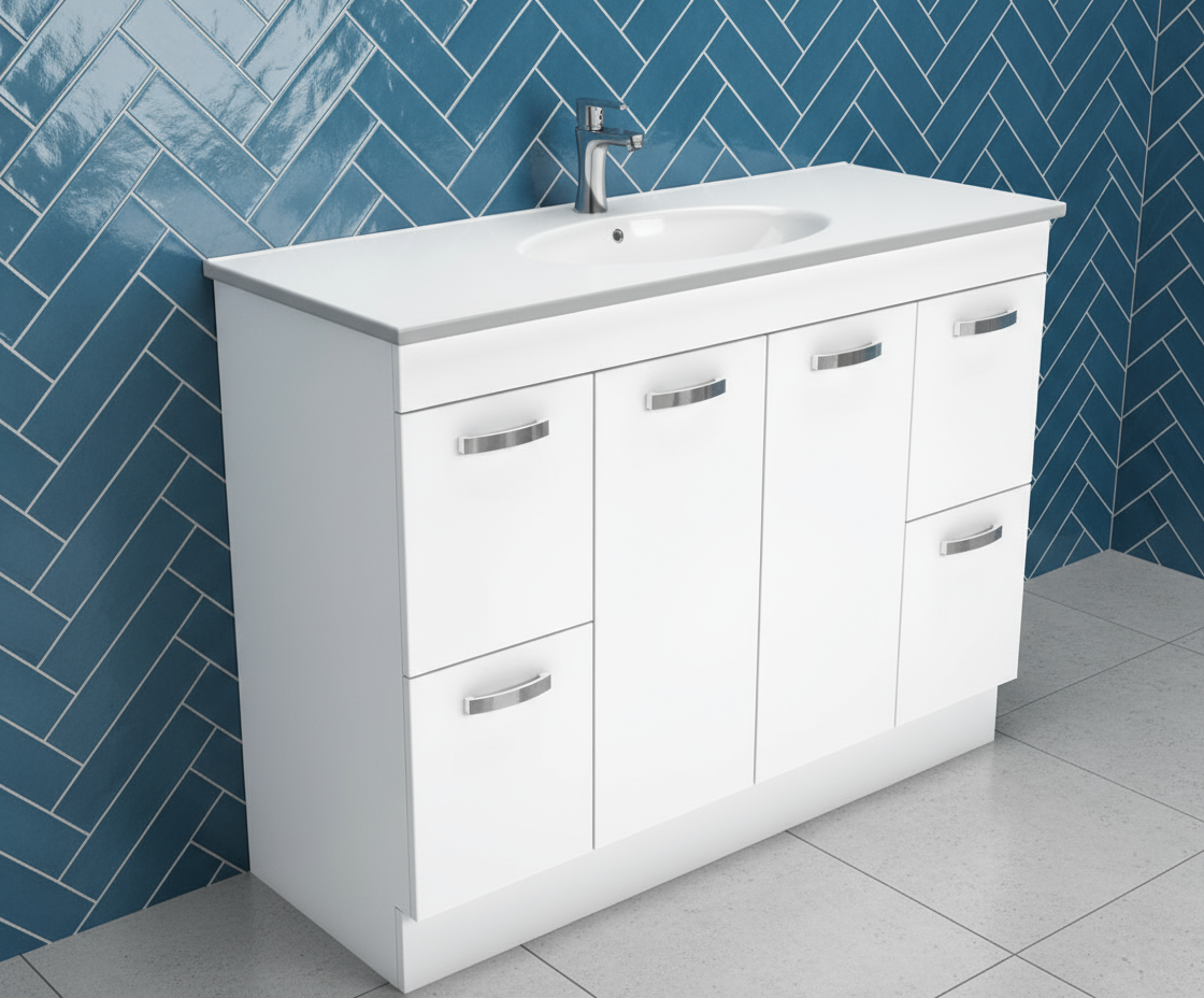 Fienza Rotondo ROT120NKW 1200mm Vanity with Kicker, White