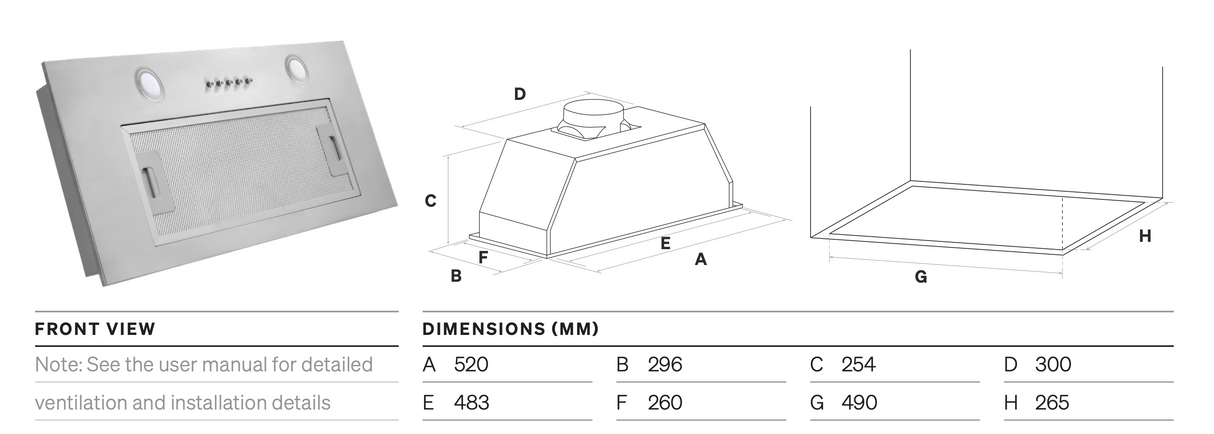 Airvolution IUM52S 52cm Replacement Undermount Range hood