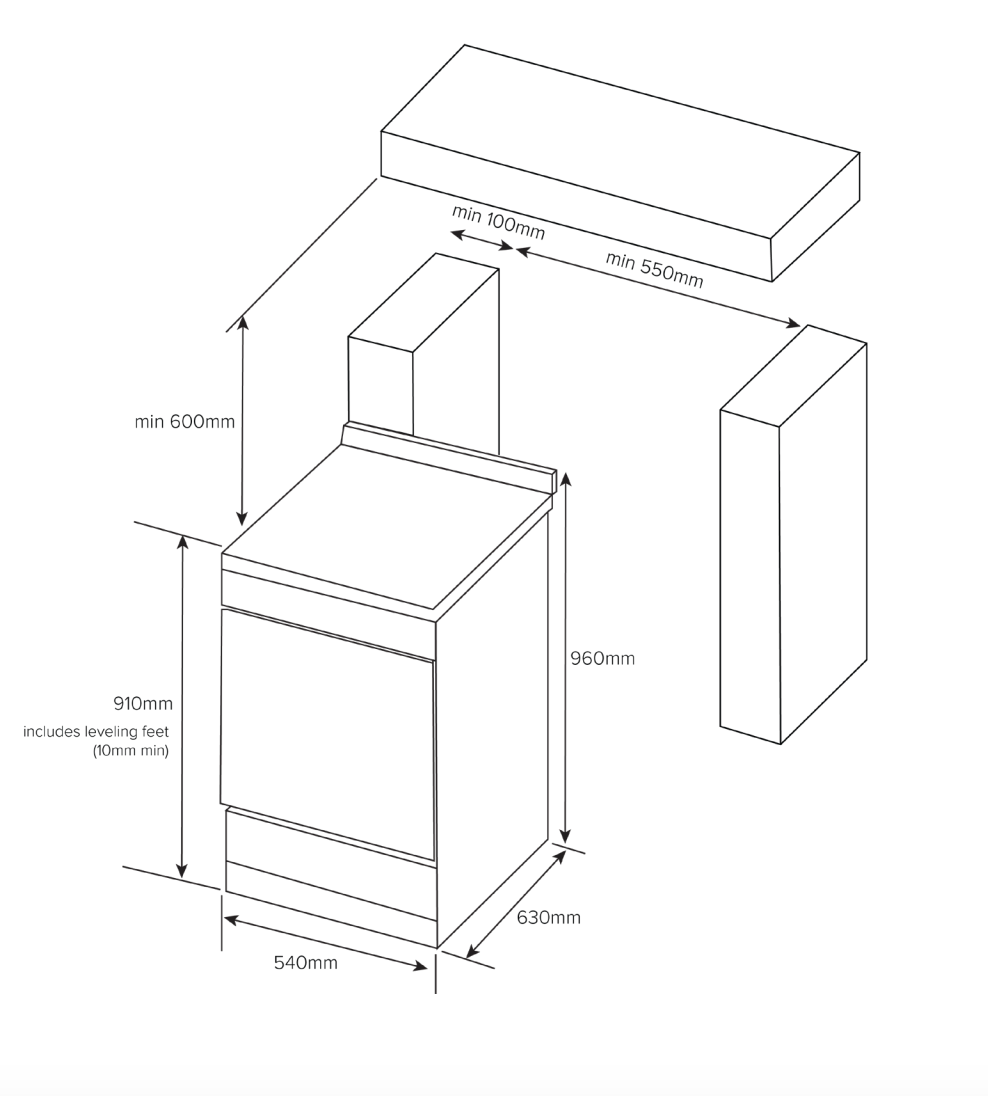 Technika TFS54FC-SES 540mm Stainless Steel 5-Function Electric Freestanding Cooker