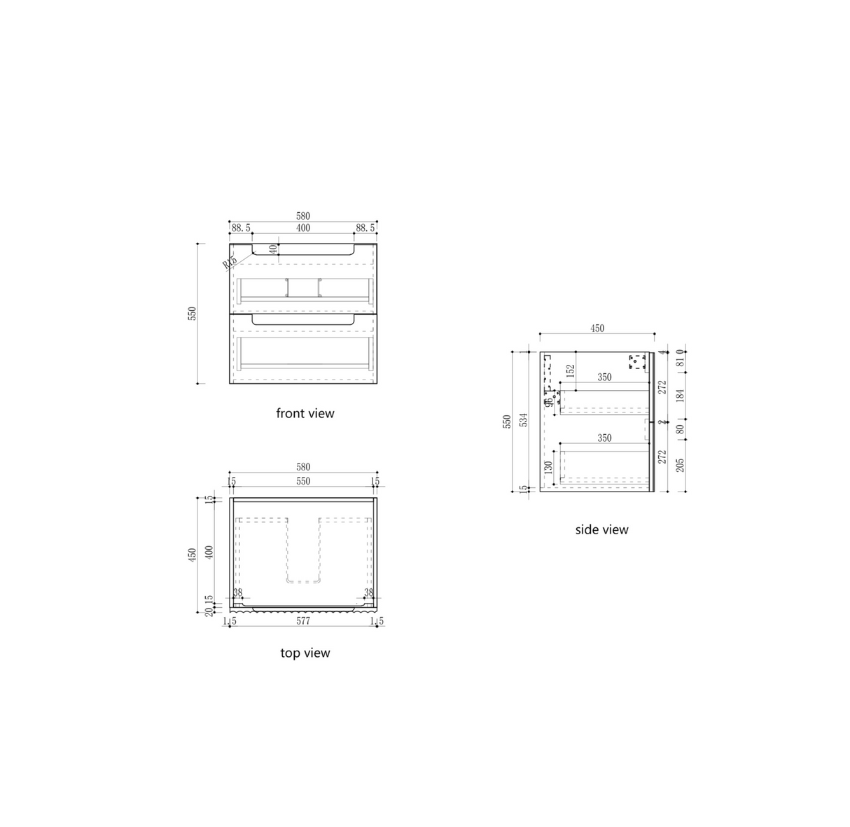 Aulic 600mm Lovina Tier Wall Hung Vanity CAWH55-600 Vanity Units