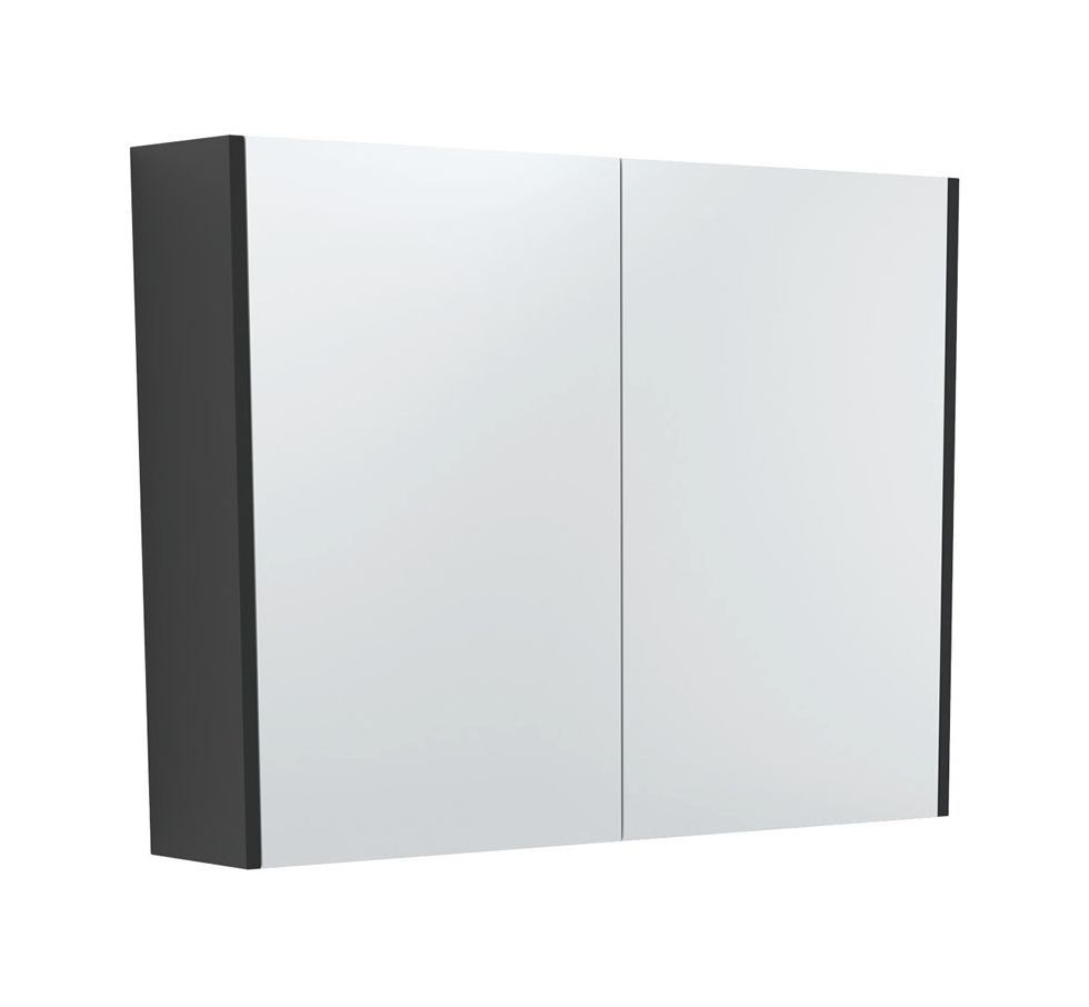 Fienza PSC900B 900 Mirror Cabinet with Satin Black Side Panels