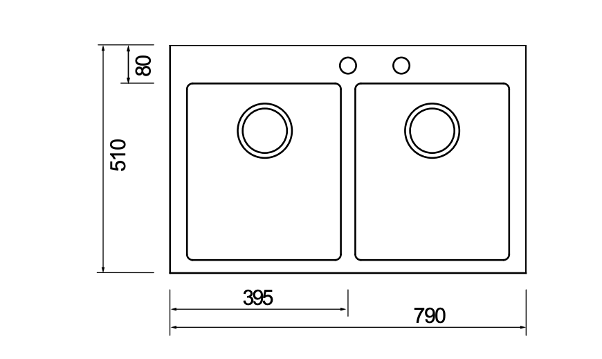 Abey Barazza B-OPEN 1LB082 Top Mount Double Bowl Sink