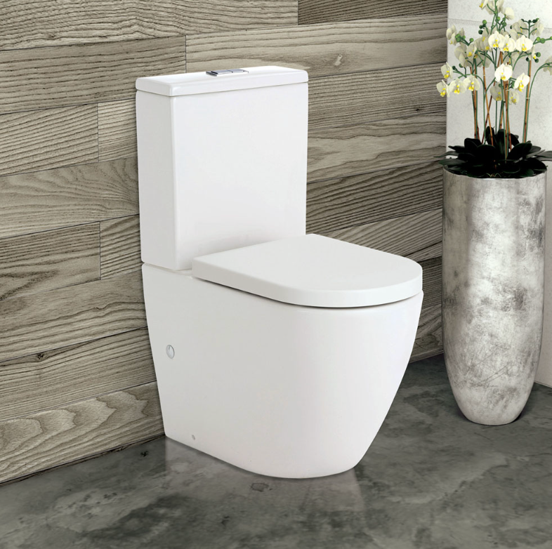 Fienza K002A Koko S-Trap 90-160mm Toilet Suite, White - Chrome Buttons