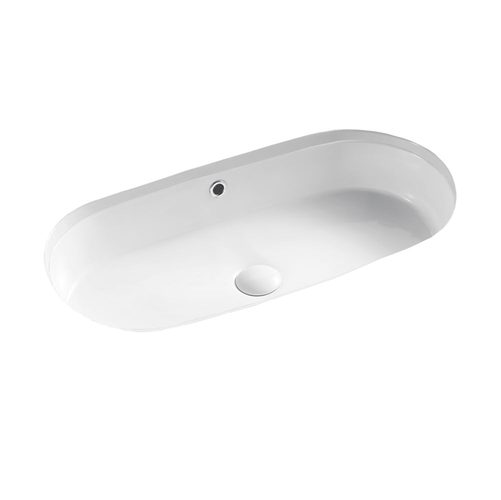 Seima 192630 Arko 680 Undermount Super Ellipse Basin with Overflow, 680x345mm (No Taphole) Gloss White