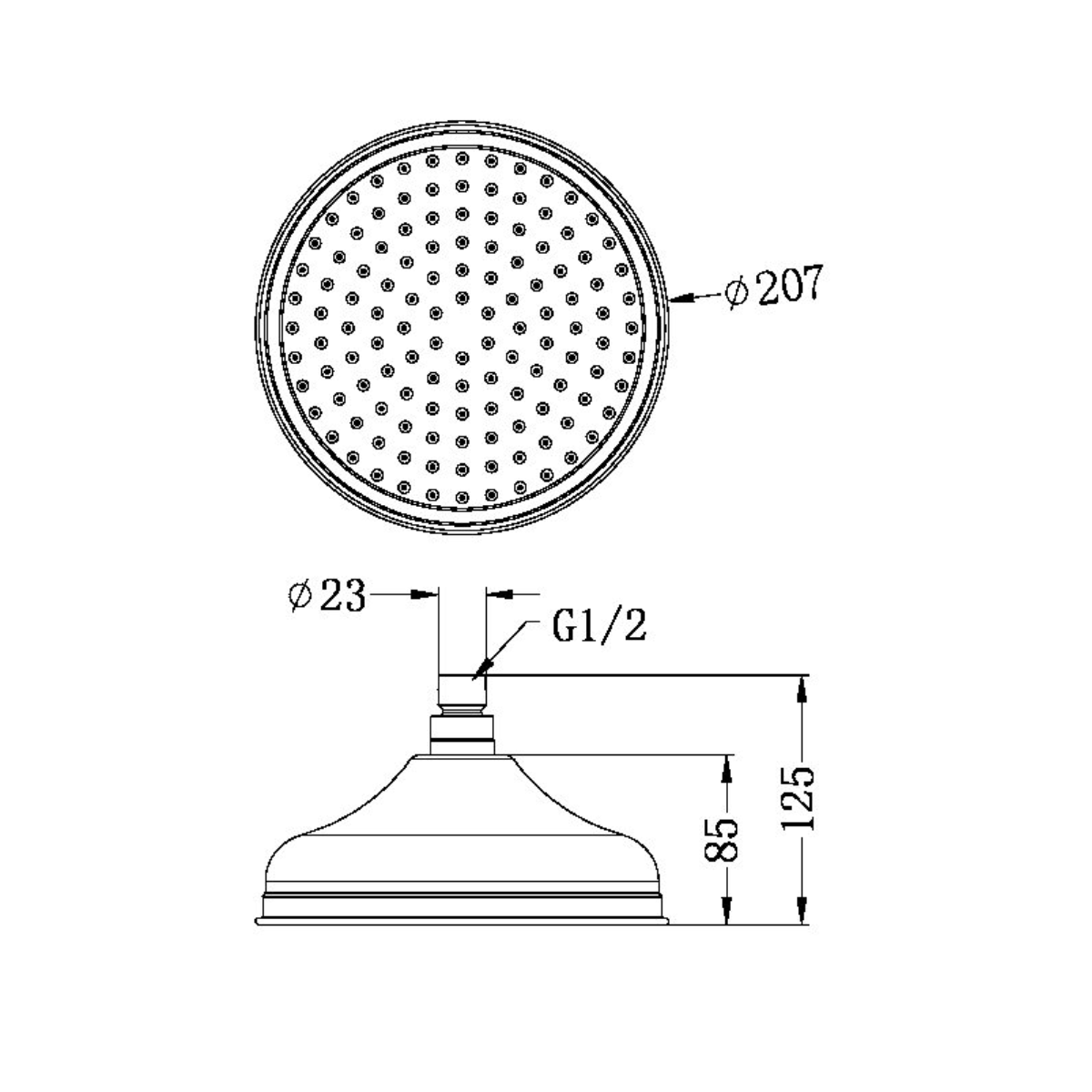 Nero NR508094MB York 200mm Shower Head - Matte Black