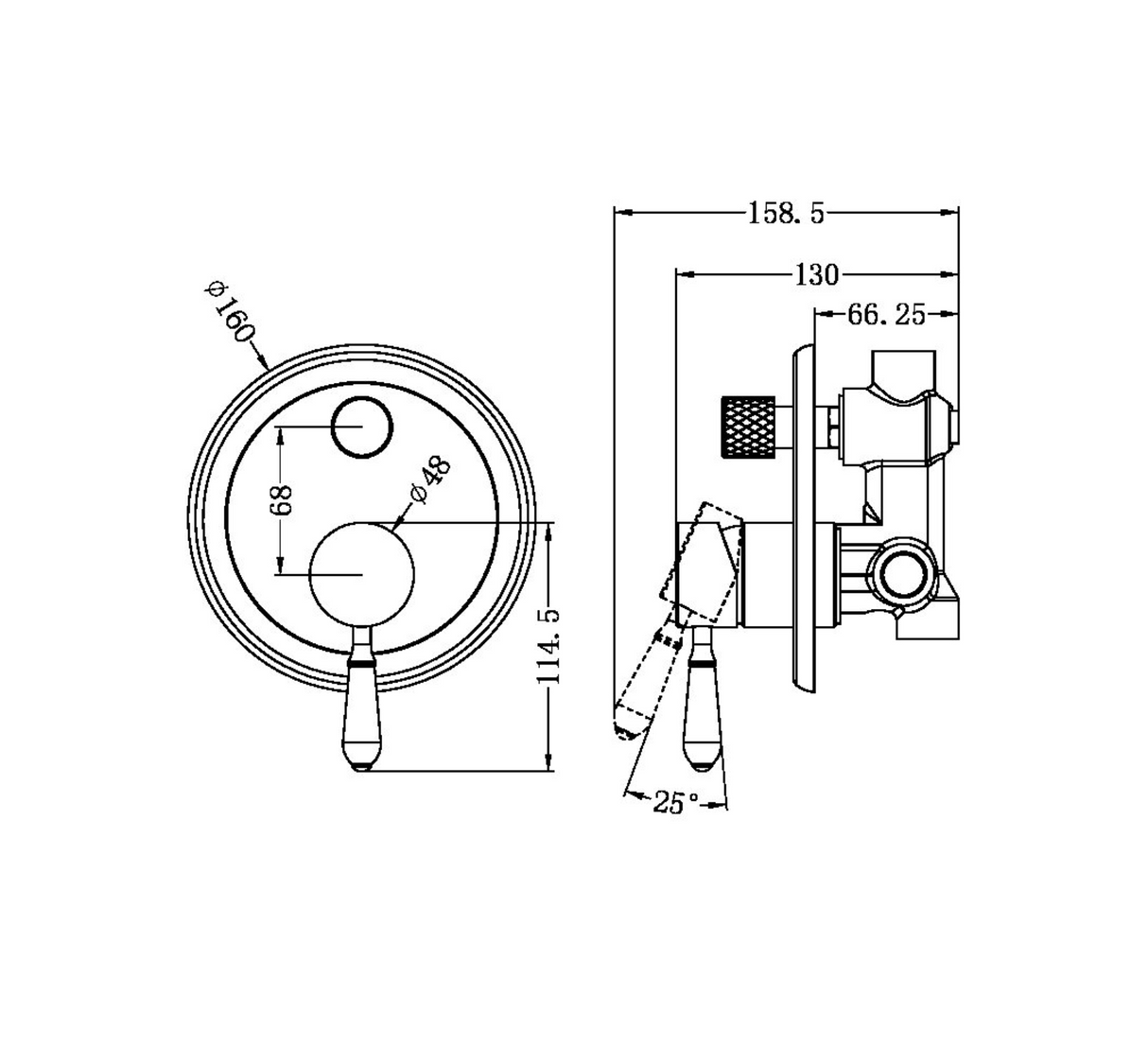 Nero York Shower Mixer With Diverter - Aged Brass