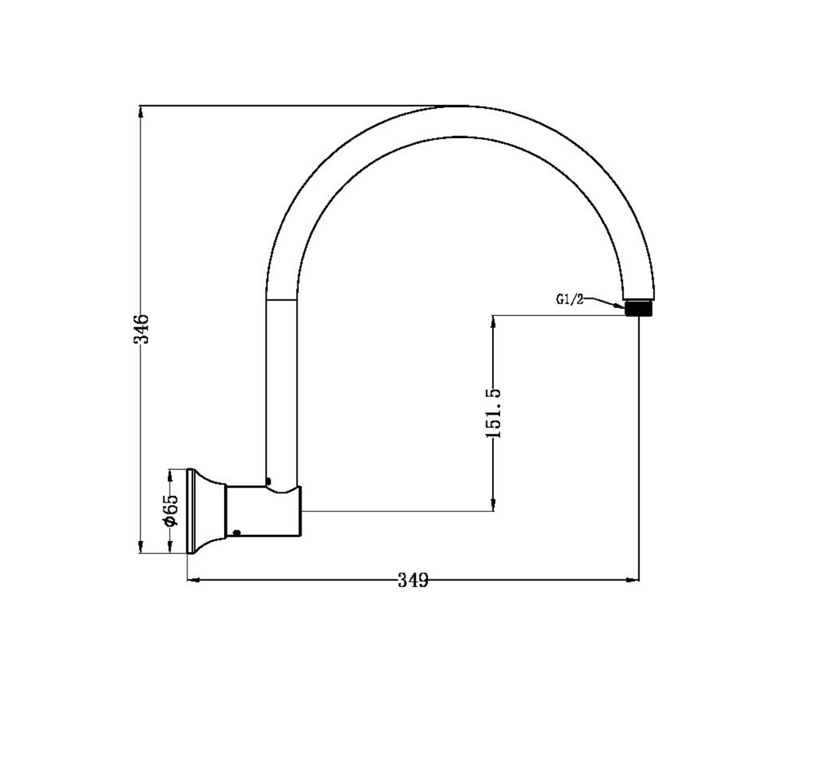Nero NR508AB York Shower Arm - Aged Brass
