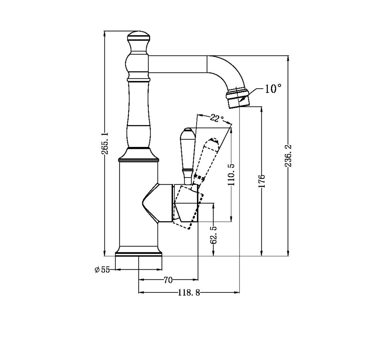 Nero York Basin Mixer Spout - Matte Black
