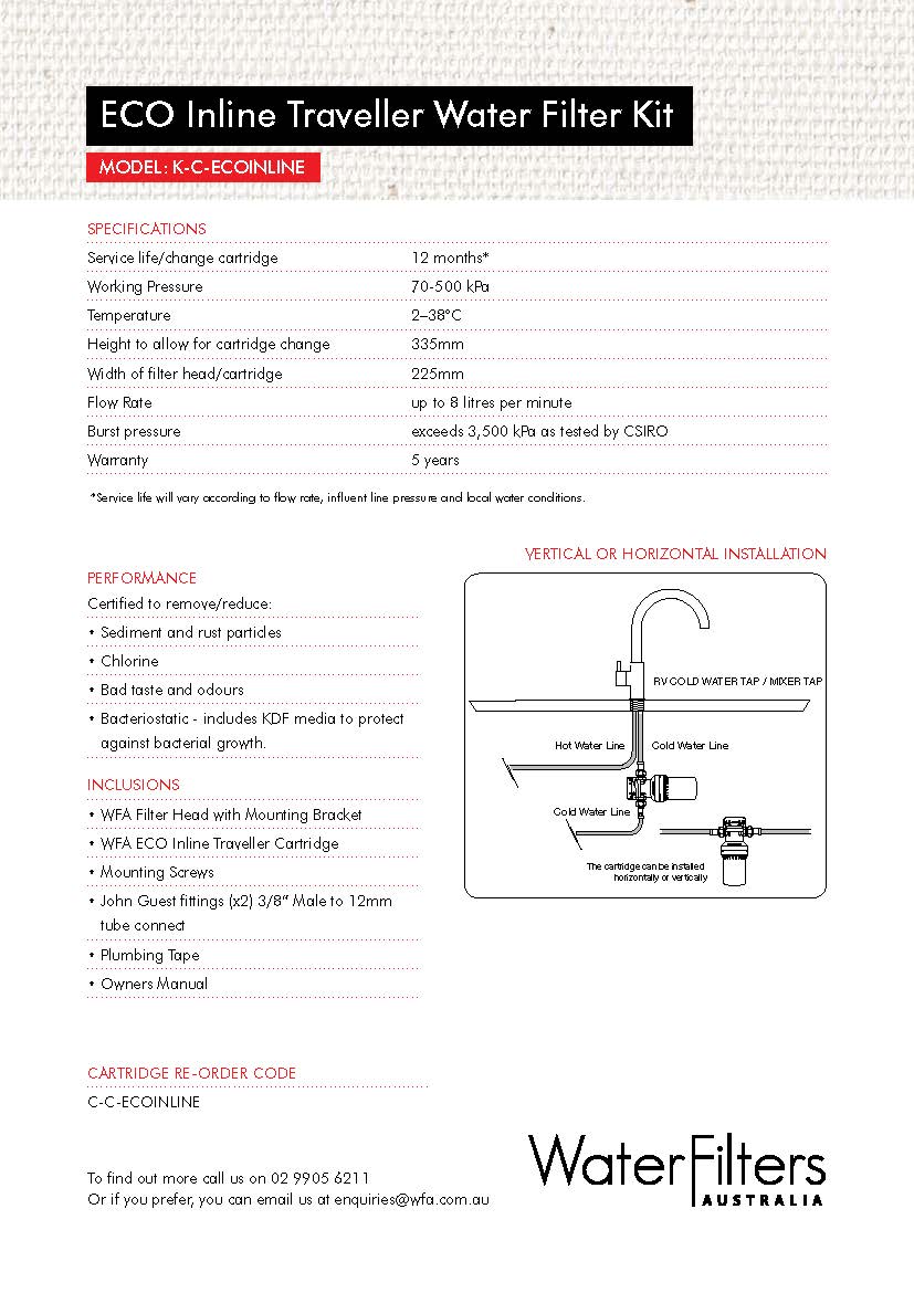 Oliveri K-C-ECOINLINE ECO Inline Traveller Filter System