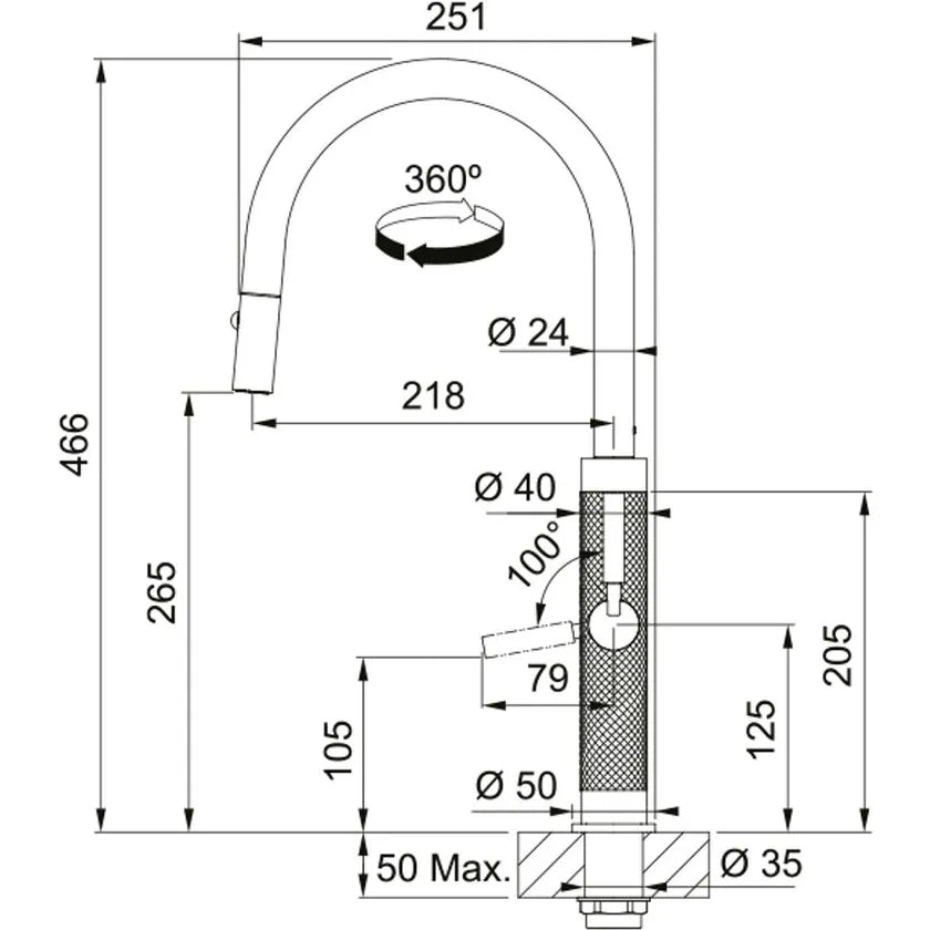 Franke Mythos Masterpiece Pull-Out Stainless Steel, TA6701