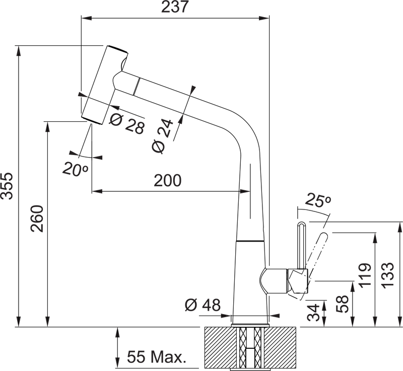 Franke Icon Sink Mixer Pull Out Spray Chrome, TA6861