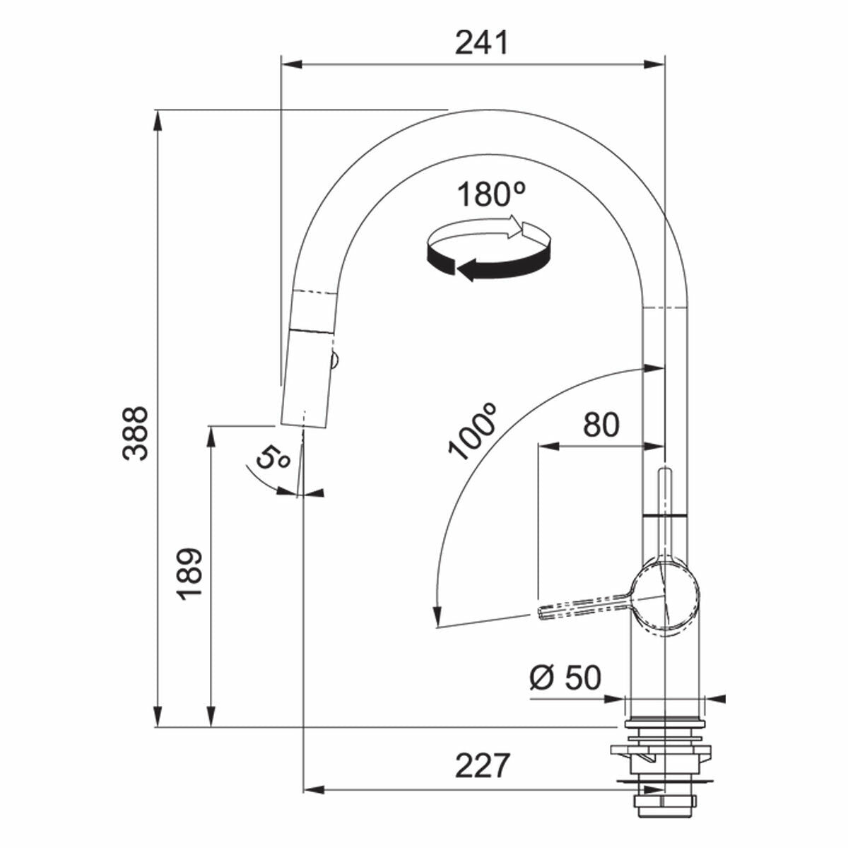 Franke Tap Active J Pullout 2 Jets Matte Black, TA7791MB