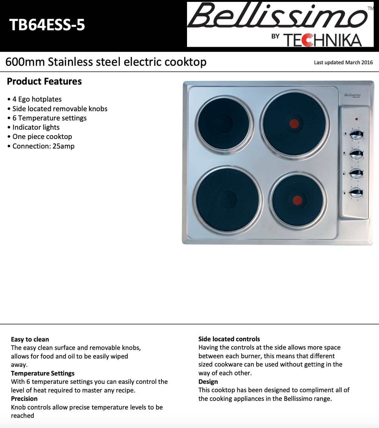 Technika TB64ESS-5 60cm Electric Cooktop
