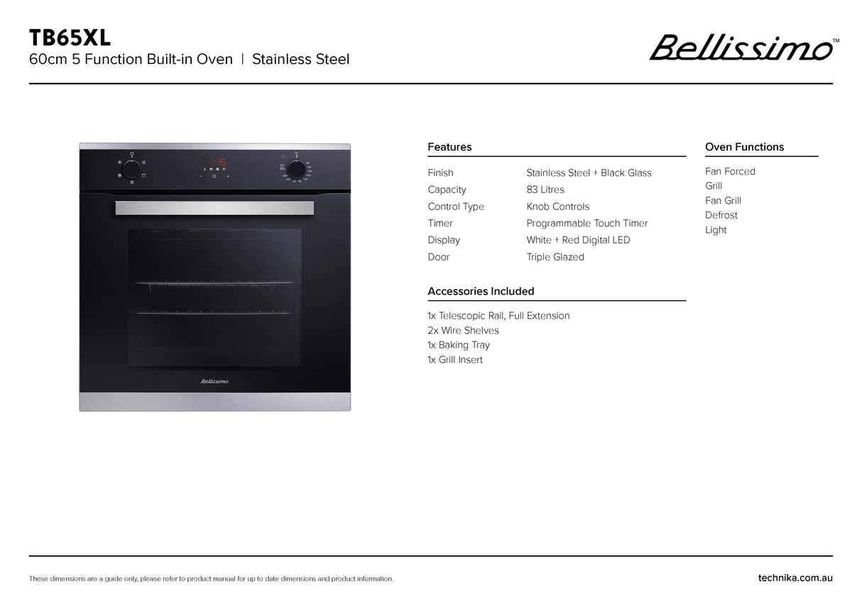 Technika TB65XL 60cm Black Glass Electric Oven
