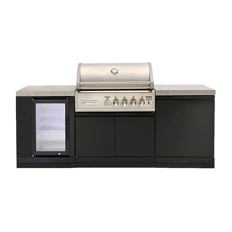 CROSSRAY TC4K-MINI-1 Compact Outdoor 4 Burner Infrared Gas BBQ Kitchen with Drinks Fridge