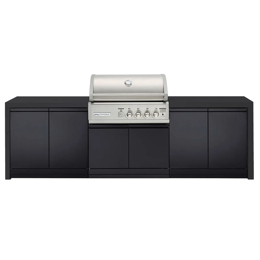 CROSSRAY TC4KP-17 Premium Four Burner Gas BBQ Outdoor Kitchen, Black Top